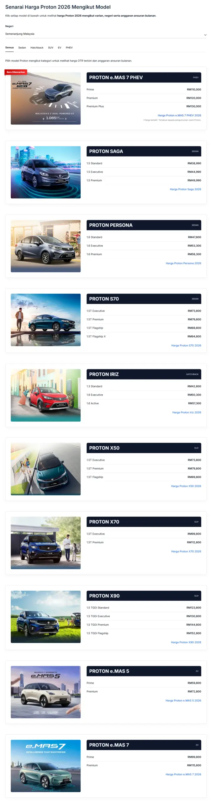 Proton 2026 Malaysia Prices Updated January - HargaProton.my