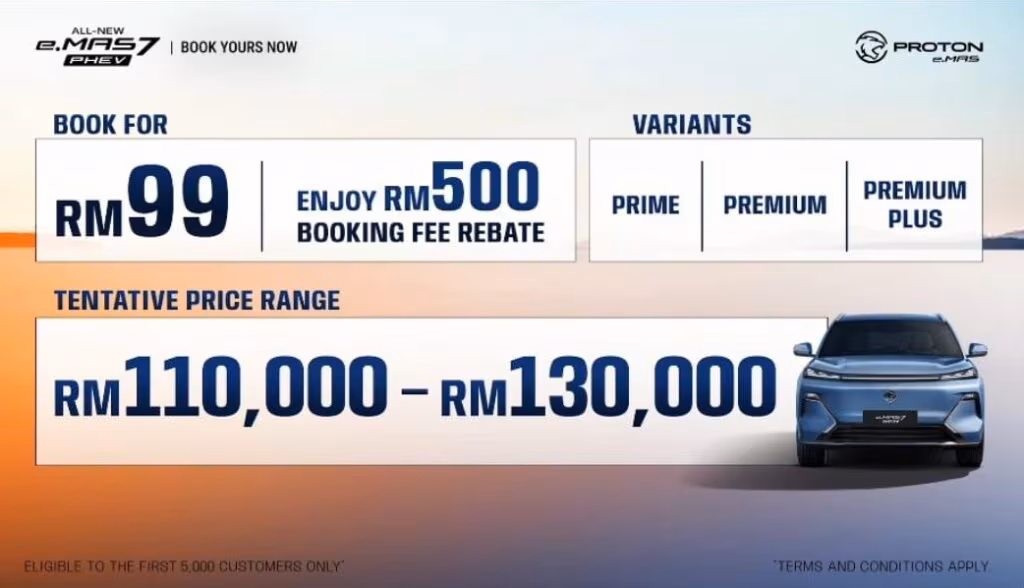 Harga Tentatif Proton eMAS 7 PHEV 2026 - HargaProton.my